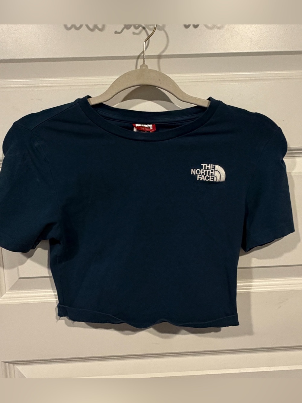 The North Face Navy Cropped Logo Tee size S